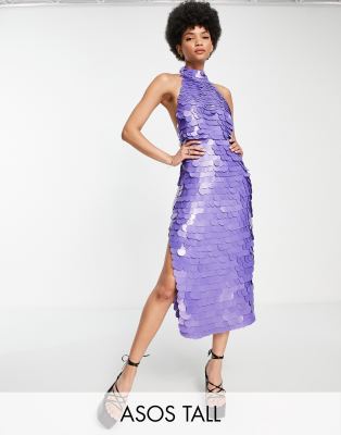 Asos purple sequin dress online