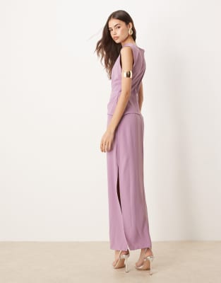 Asos Tall Asos Design Tall High Neck Drapey Pleated Midi Dress