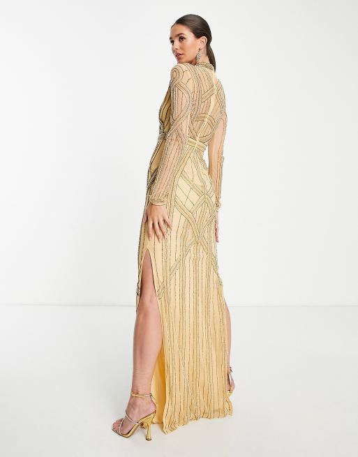 Asos gold maxi on sale dress