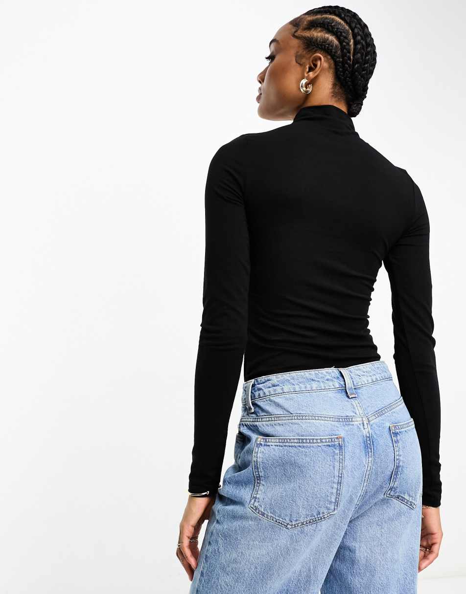 ASOS DESIGN Tall high neck long sleeve bodysuit in black