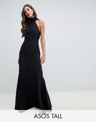 black halter neck maxi dress