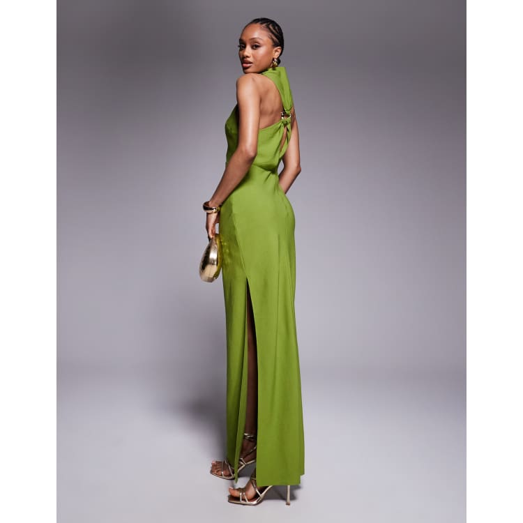white halter neck maxi dress Crystal Lake Halter Neck Pearl Maxi Dress White