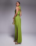 [ASOS Tall] ASOS DESIGN Tall high neck maxi dress with hardware trim in green 10 GREEN