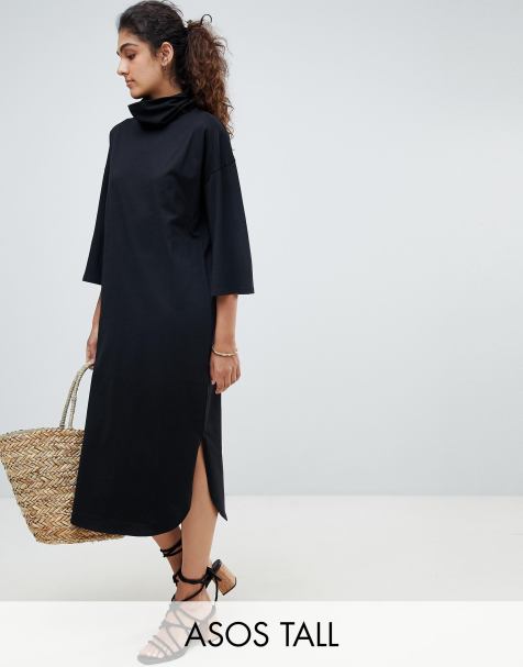 ASOS DESIGN Tall high neck midi swing dress with trumpet sleeves