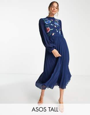 ASOS DESIGN Maternity high neck embroidered midi dress