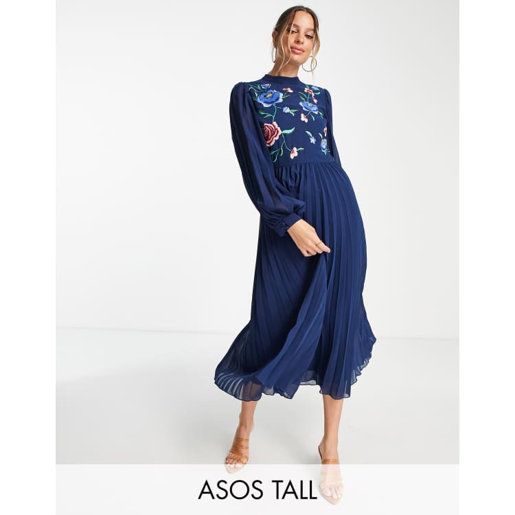 ASOS DESIGN Maternity pleated high neck midi dress