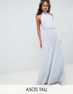 asos design high neck pleated maxi dress