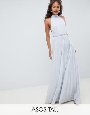 grey pleated maxi dress