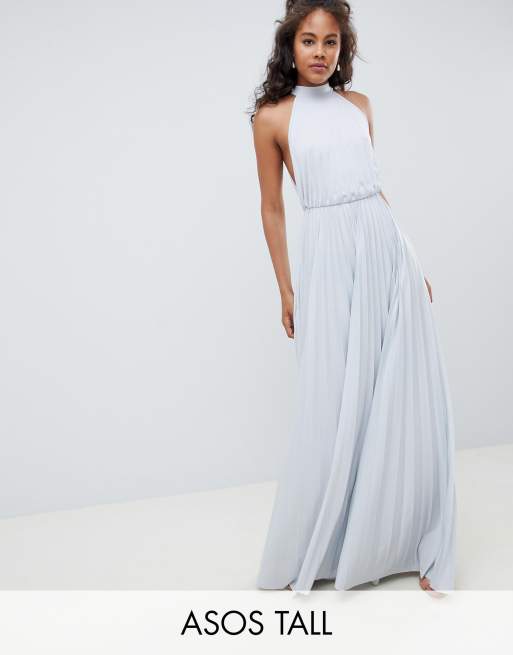 Asos design high 2024 neck pleated maxi dress