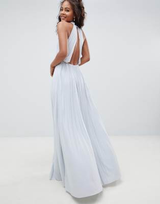 asos design high neck pleated maxi dress