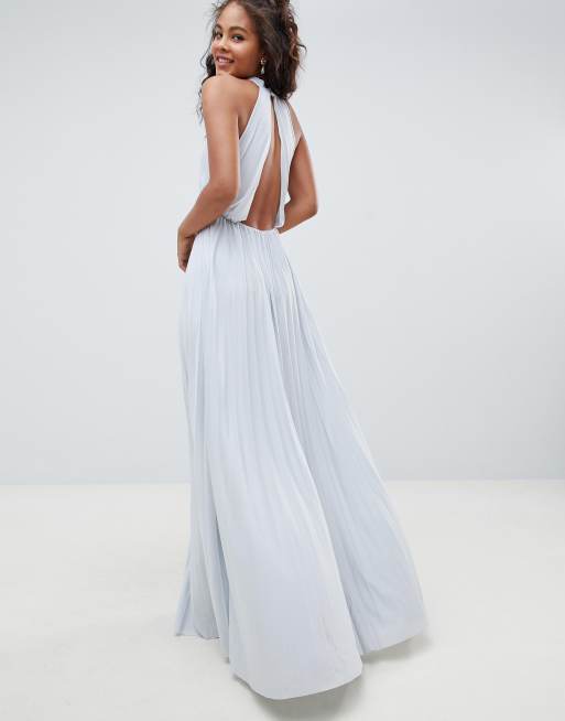 Asos high neck cheap pleated maxi dress