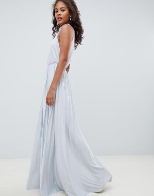 asos design high neck pleated maxi dress