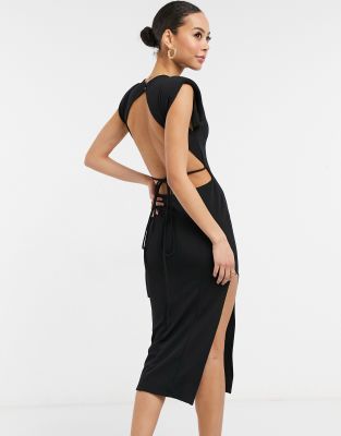 asos black backless dress