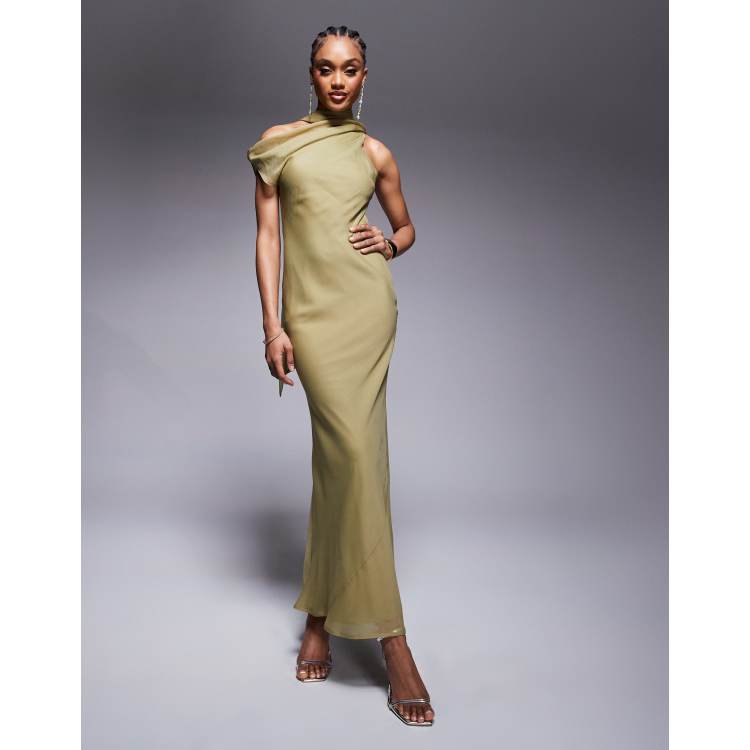 VELOUR DOCKING SCARF DRESS グリーン S m950 VELOUR DOCKING SCARF DRESS グリーン S m950