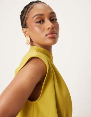 Asos Tall Asos Design Tall High Neck Sleeveless Midi Dress With Draped Neck