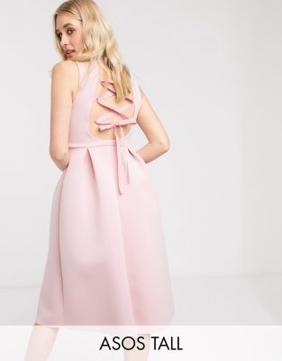 Asos design bow cheap back midi prom dress