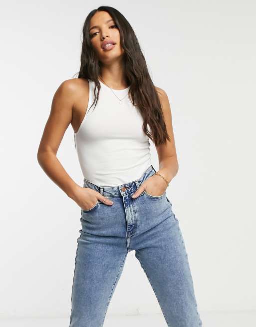 ASOS DESIGN Hourglass high neck super cropped tank in white