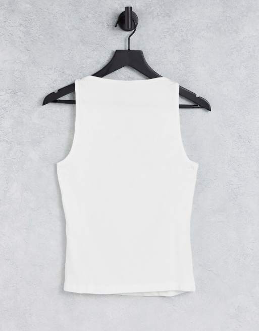 ASOS DESIGN Tall high neck tank top in white