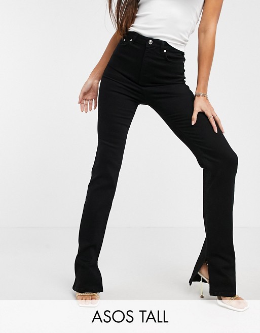 ASOS DESIGN Tall high rise 'Y2K' stretch flare jeans in black