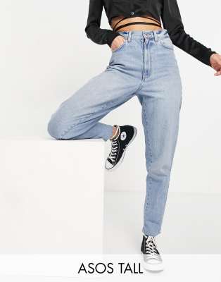 ASOS DESIGN Tall high rise 'balloon' boyfriend jeans in lightwash | ASOS