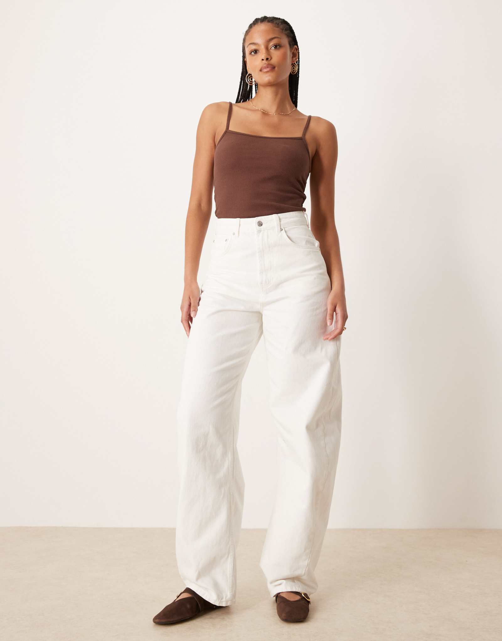 Джинсы-бочонки с высокой посадкой от ASOS DESIGN Tall цвета экрю