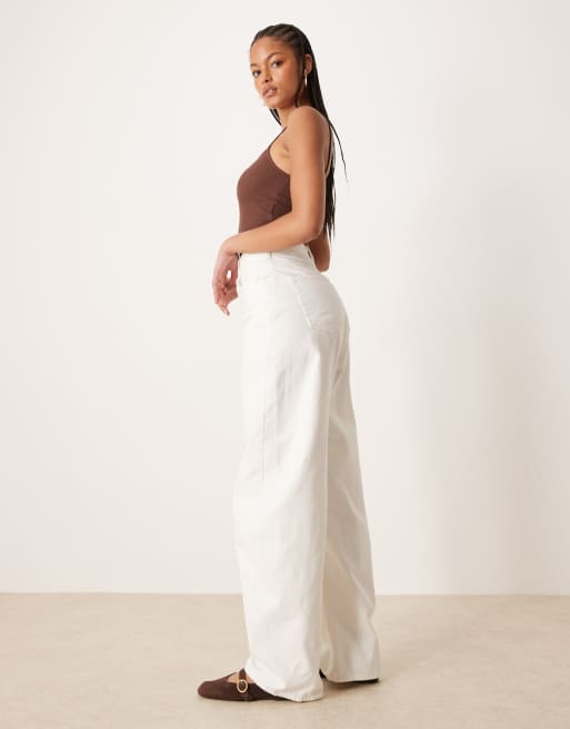 ASOS DESIGN Tall high waisted barrel jean in ecru