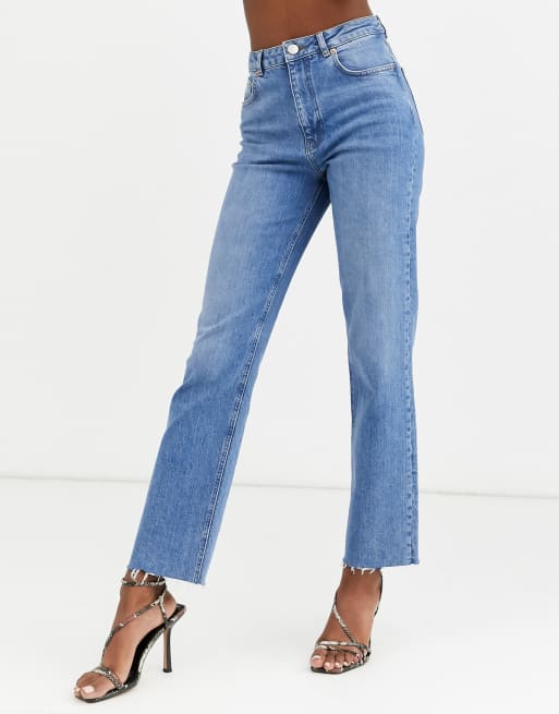 ASOS DESIGN Tall high rise effortless kick flare jeans in vintage midwash