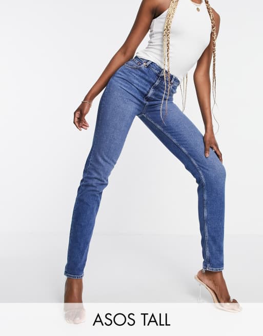 ASOS Tall high rise slim mom jeans in authentic midwash | ASOS