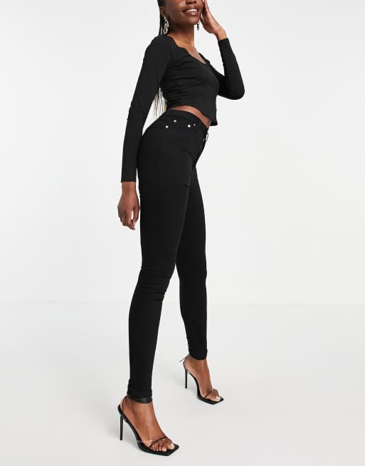 ASOS DESIGN Tall high rise lift and contour skinny jeans in black ASOS