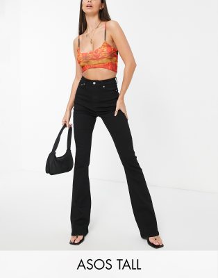 ASOS DESIGN stretch flare jeans in black