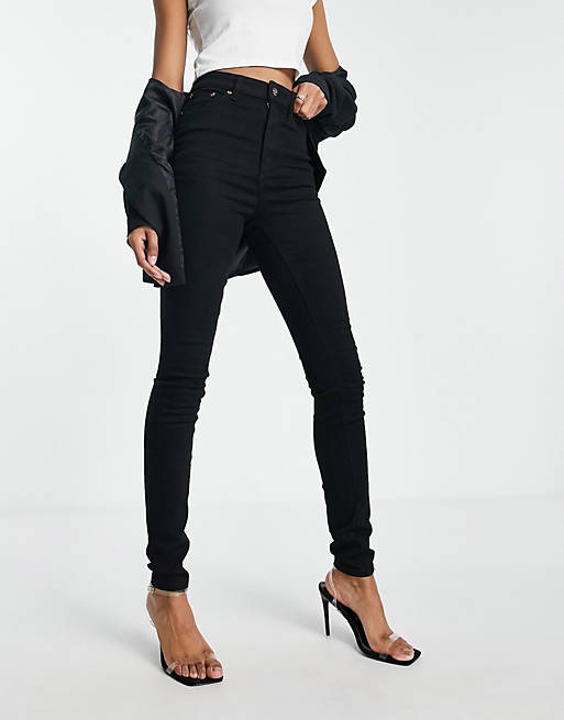 blok Goed gevoel toonhoogte ASOS DESIGN Tall high rise 'lift and contour' stretch skinny jeans in black  | ASOS