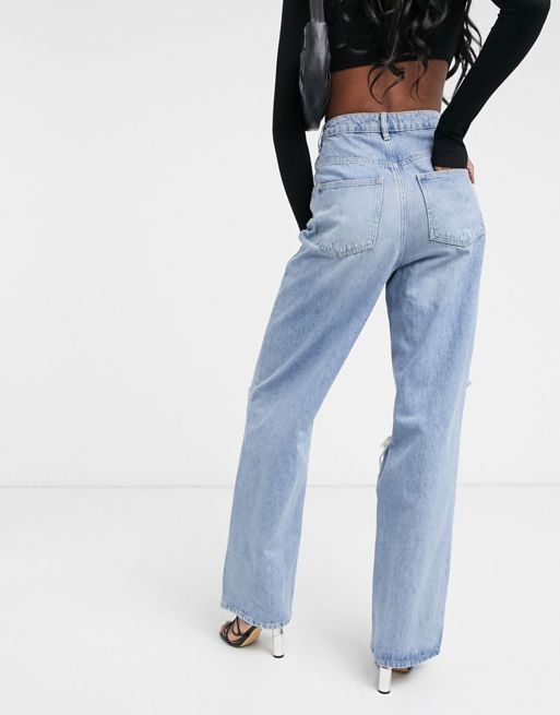 ASOS DESIGN High rise 'Relaxed' dad jeans in midwash