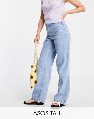 ASOS DESIGN Tall high rise 'relaxed' dad jeans in lightwash