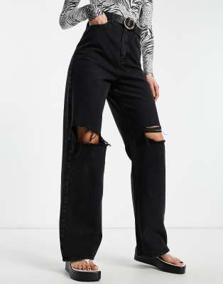 asos design tall high rise relaxed dad jeans