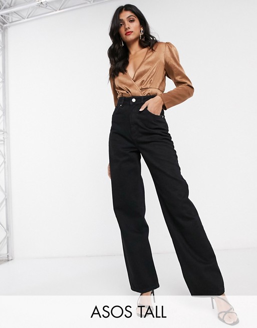 ASOS DESIGN Tall High rise 'relaxed' dad jeans in washed black