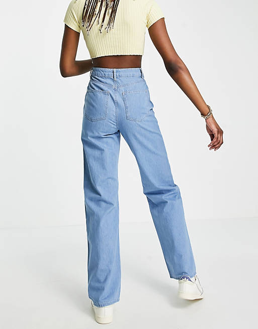 ASOS Damen Kleidung Hosen & Jeans Jeans High Waisted Jeans Cotton blend low rise relaxed dad jeans with patch pockets in washed 