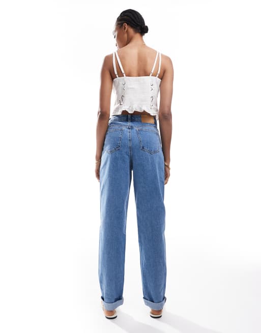 ASOS DESIGN Tall high rise relaxed mom jeans in clean blue, 2 of 5