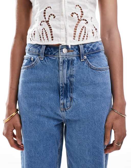 ASOS DESIGN Tall high rise relaxed mom jeans in clean blue, 5 of 5