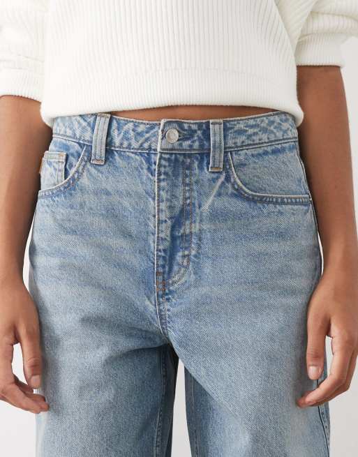 ASOS DESIGN Tall high rise relaxed roll up jeans in midwash blue, 5 of 5