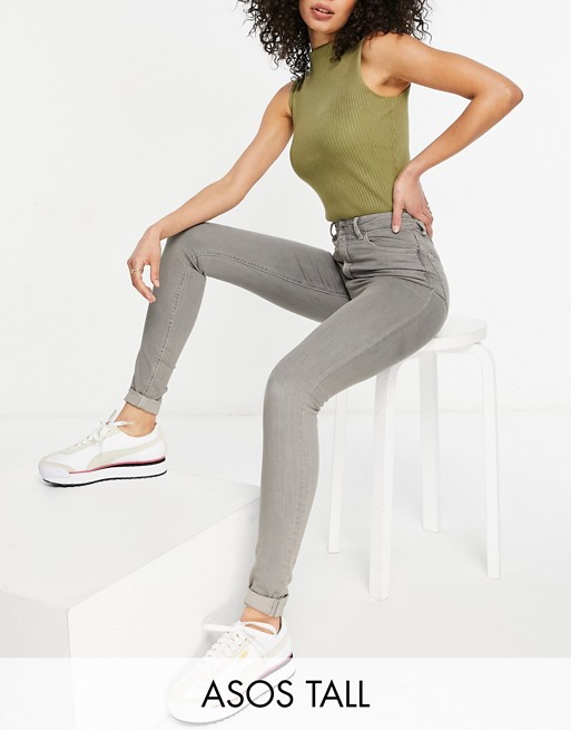 ASOS DESIGN Tall high rise 'ridley' skinny jeans in grey