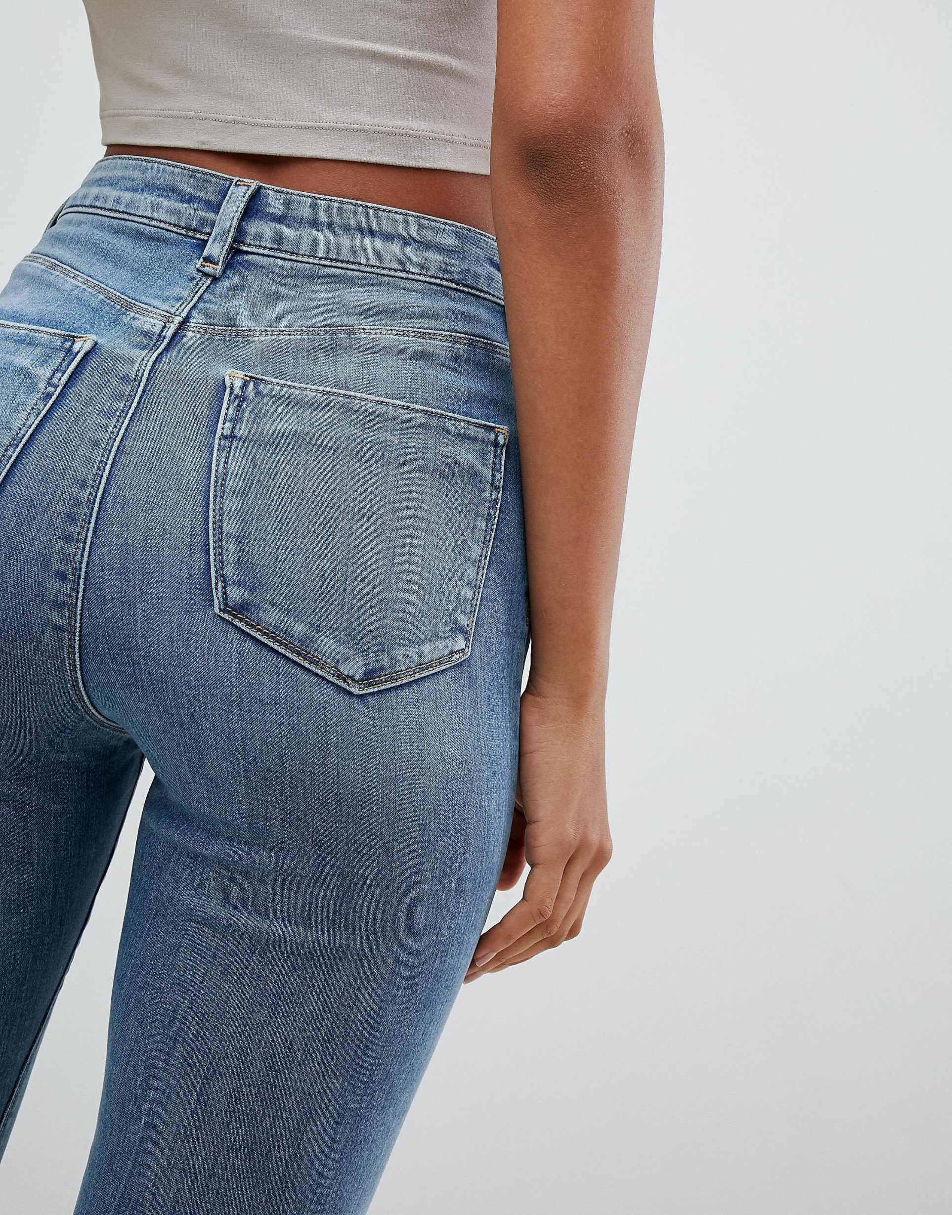 Кокетка на джинсах сзади фото ASOS DESIGN Tall high rise ridley 'skinny' jeans in pretty mid stonewash ASOS