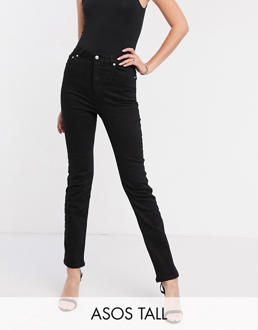 ASOS DESIGN Tall high rise 'sassy' cigarette jeans in black