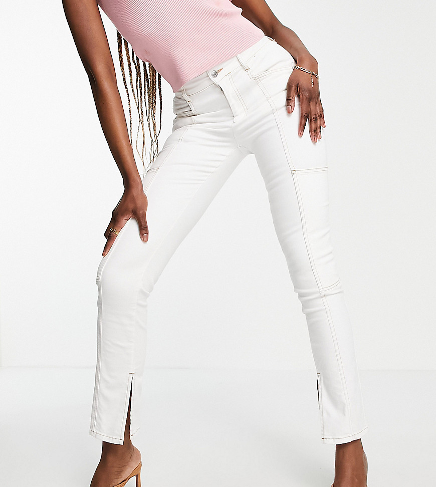 ASOS DESIGN Tall high rise ’sassy’ cigarette split front jeans in white