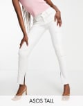[ASOS Tall] ASOS DESIGN Tall high rise 'sassy' cigarette split front jeans in white W24 L38 White
