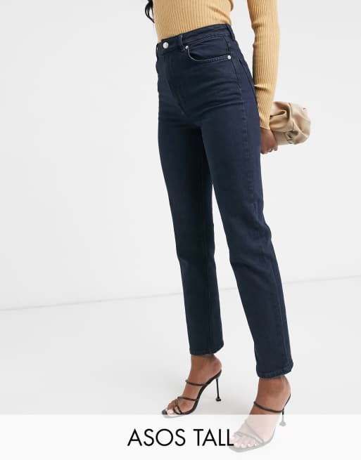 High Waisted Dark Wash Straight Ankle Jeans