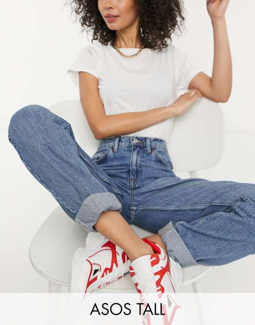 ASOS DESIGN Tall high rise 'slouchy' mom jeans in midwash