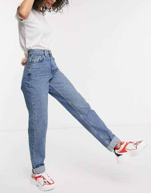 ASOS DESIGN Tall high rise 'slouchy' mom jean in midwash ASOS