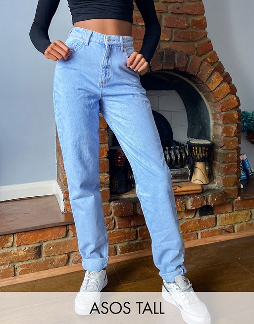 ASOS DESIGN Tall high rise 'Slouchy' mom jeans in brightwash