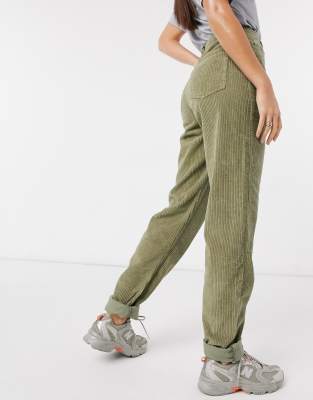 high waisted khaki mom jeans