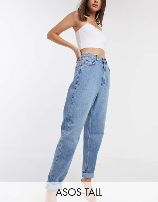 navn liberal Ib ASOS DESIGN Tall high rise 'Slouchy' mom jeans in midwash | ASOS